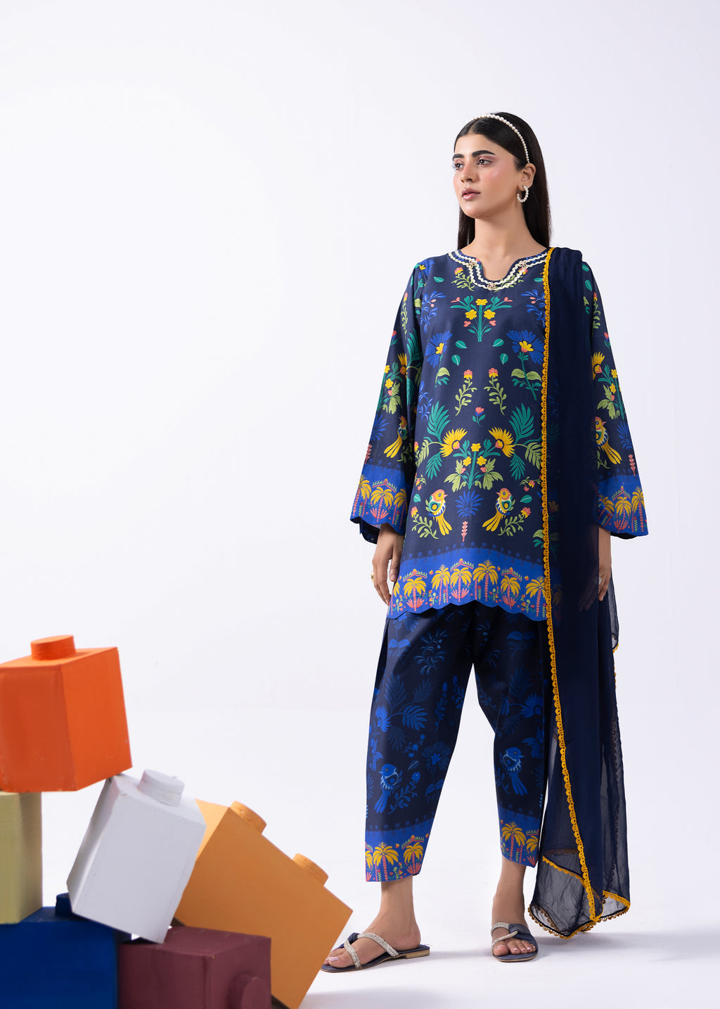 Navy Tropical Co-ord Set